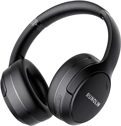 Beginners: RUNOLIM Hybrid Active Noise Cancelling Headphones, Wireless Over Ear Bluetooth Headphones with Microphone, 65H Playtime, Foldable Headphones with HiFi Audio, Deep Bass for Home Travel Office