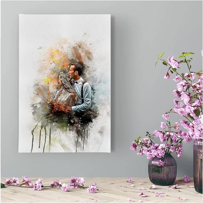 Custom Watercolor Portrait - Capture Your Moments: Immortalize a special moment with a custom watercolor portrait. Perfect for couples looking to add a personal touch to their home.