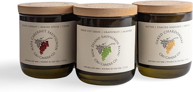 Luxury Wine Scented Candle Pack- Handcrafted with notes of their favorite varietals, these candles offer an immersive aromatic experience.